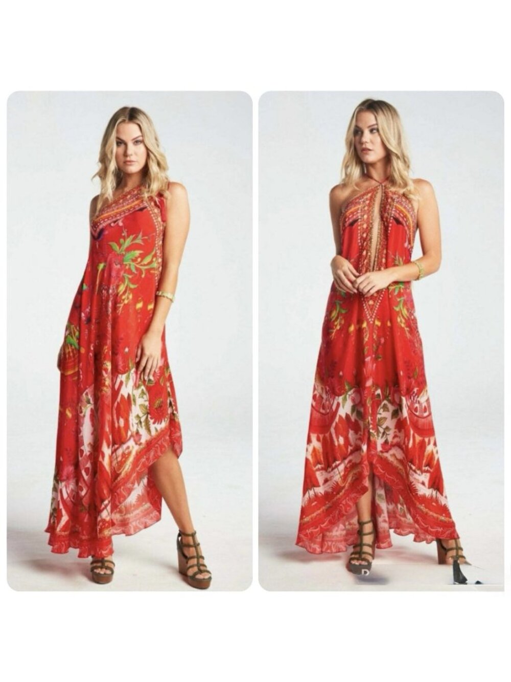 Czarina More Than Ever 3 Way Dress Crystals Viscose Silk Red